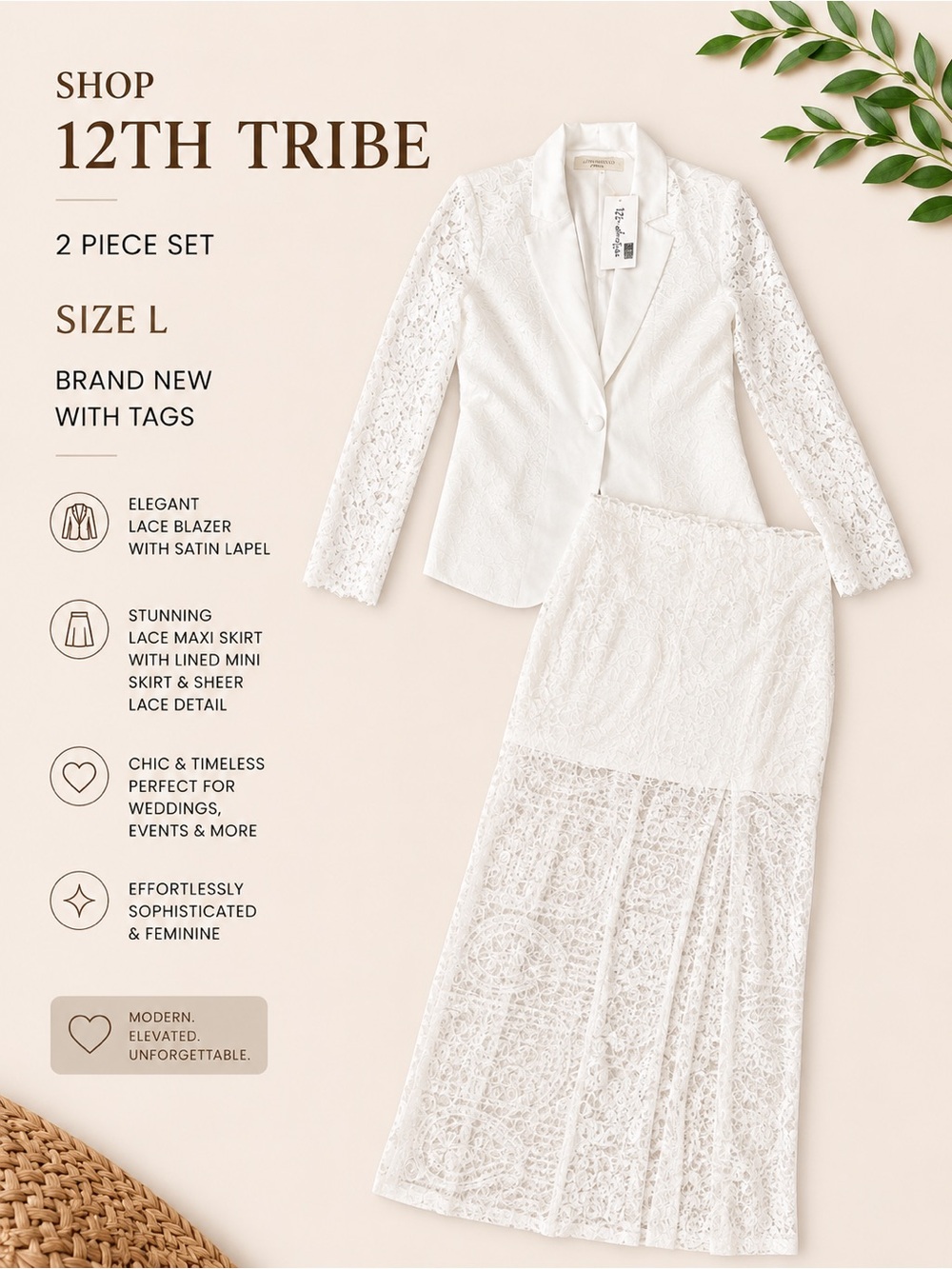 12th Tribe Women's Cream Lace Maxi Skirt - Sheer Crochet Panels